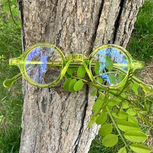 Image of Hand Made Small Vintage Round Eyeglass Frames Full Rim Acetate Glasses B002