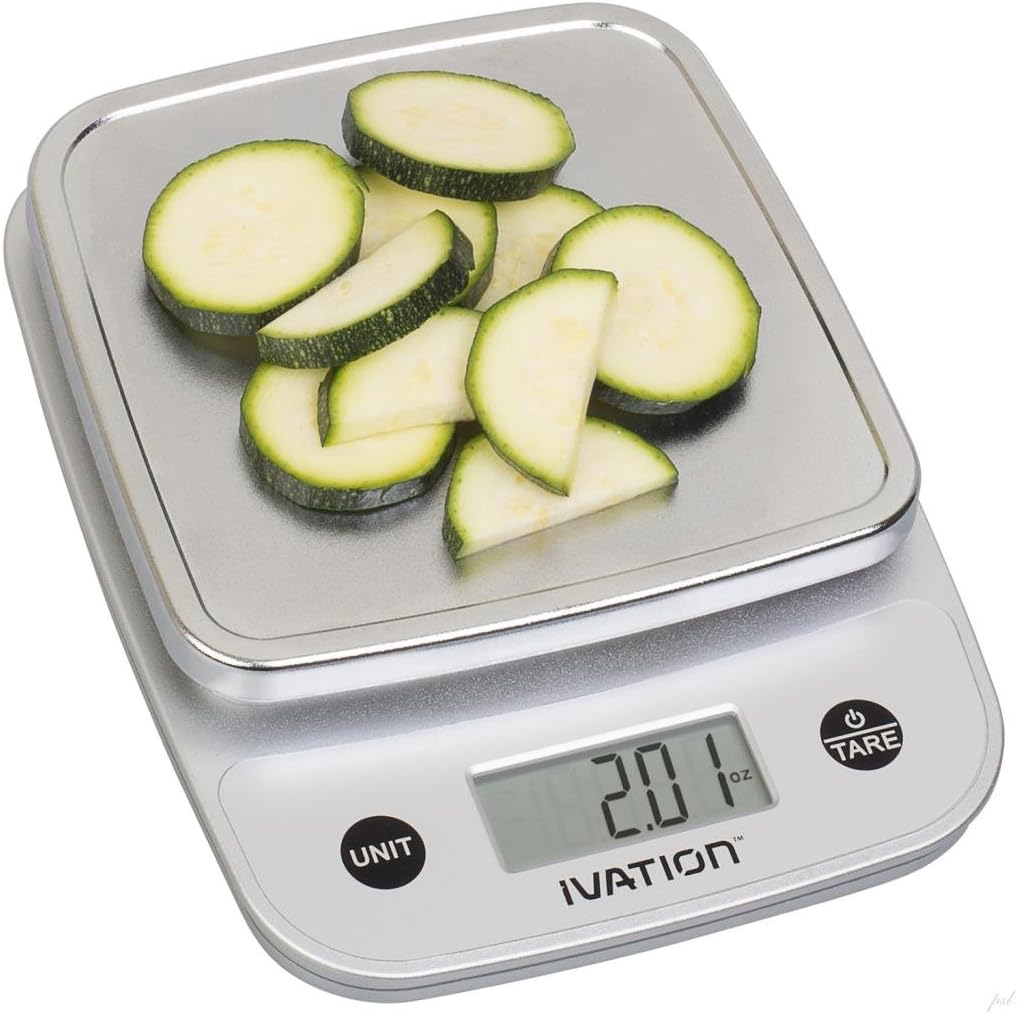Ivation Digital Kitchen Food Scale, Multifunction, Lightweight 11 Pounds Capacity, Silver