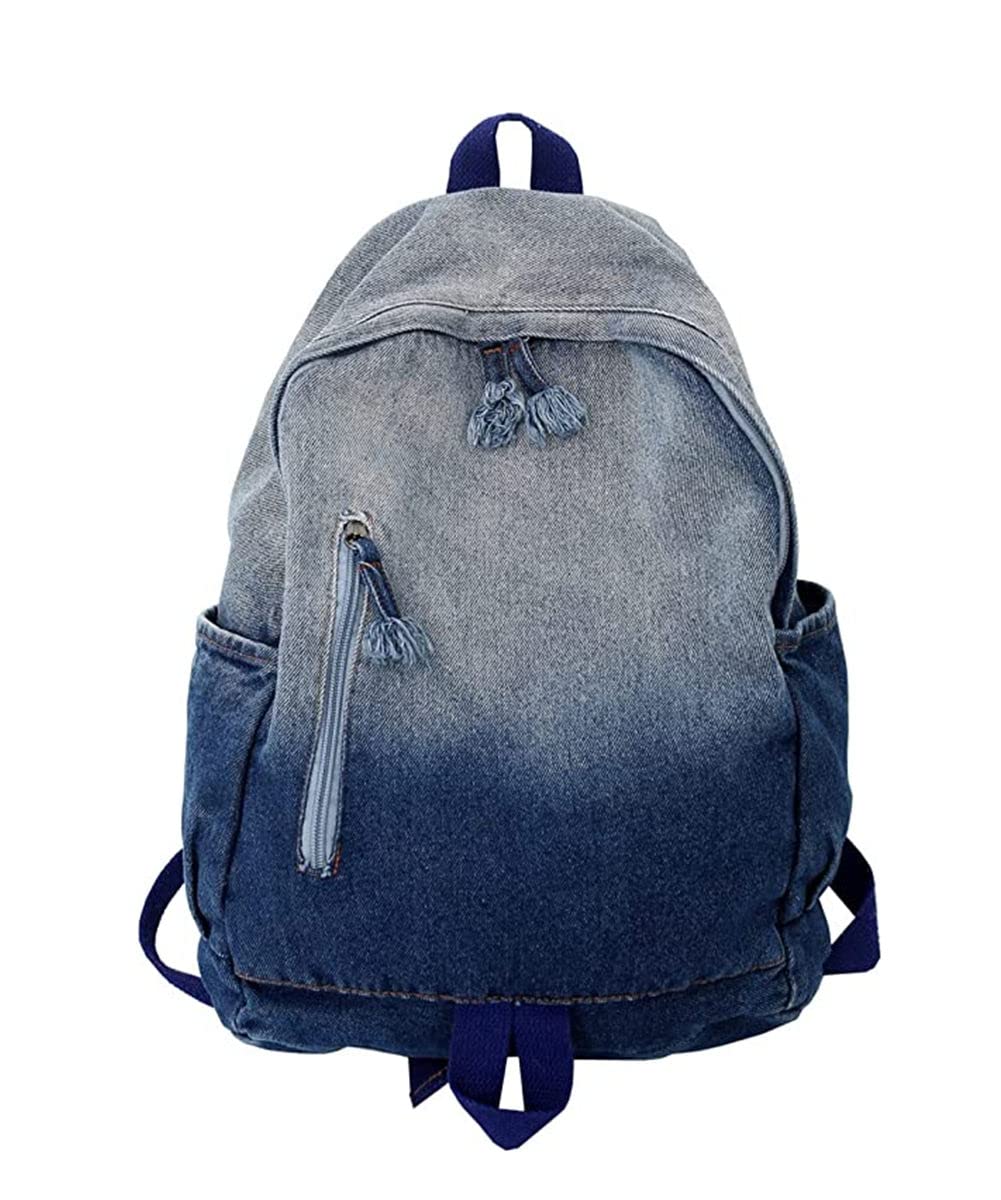 MaxxCloud Vintage Denim Laptop Backpack Casual Canvas Daypack Handbag Purse Lightweight Rucksack Shoulder Bag