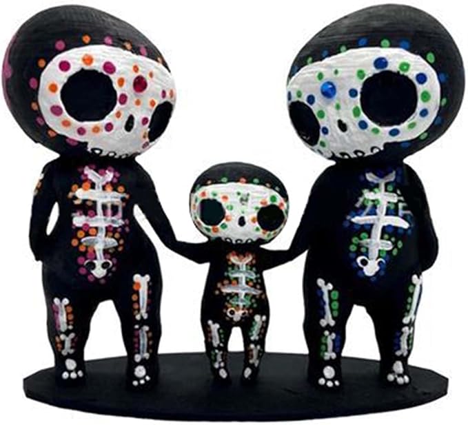 brableewear Sugar Skull Couple Statue Sugar Skull Decor Cute Statue Skeleton Memorial Sculpture Resin Crafts Home Decor Collectible Figurines Gifts