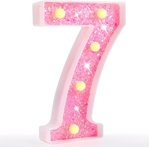 Pooqla - Luces de números luminosos, alimentados por batería, con brillantina para fiestas de cumpleaños, para Decoración de Navidad, bodas, hogar y