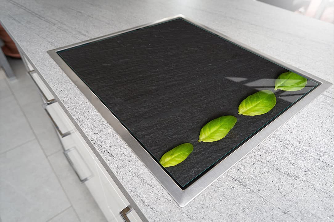 Placa protectora de vitrocerámica 70 x 52 cm 1 pieza cocina eléctrica universal para inducción protección contra salpicaduras tabla de cortar de vidrio templado como decoración, ALBAHACA
