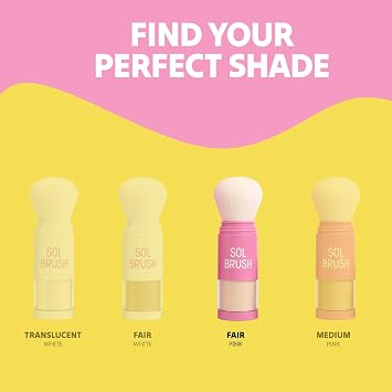 SPF 50 Mineral Sunscreen Powder, Broad Spectrum UVA/UVB Protection Sunscreen, Mess Free Brush On Applicator, Clean & Cruelty Free, Water Resistant (80 Minutes), Pink, Fair