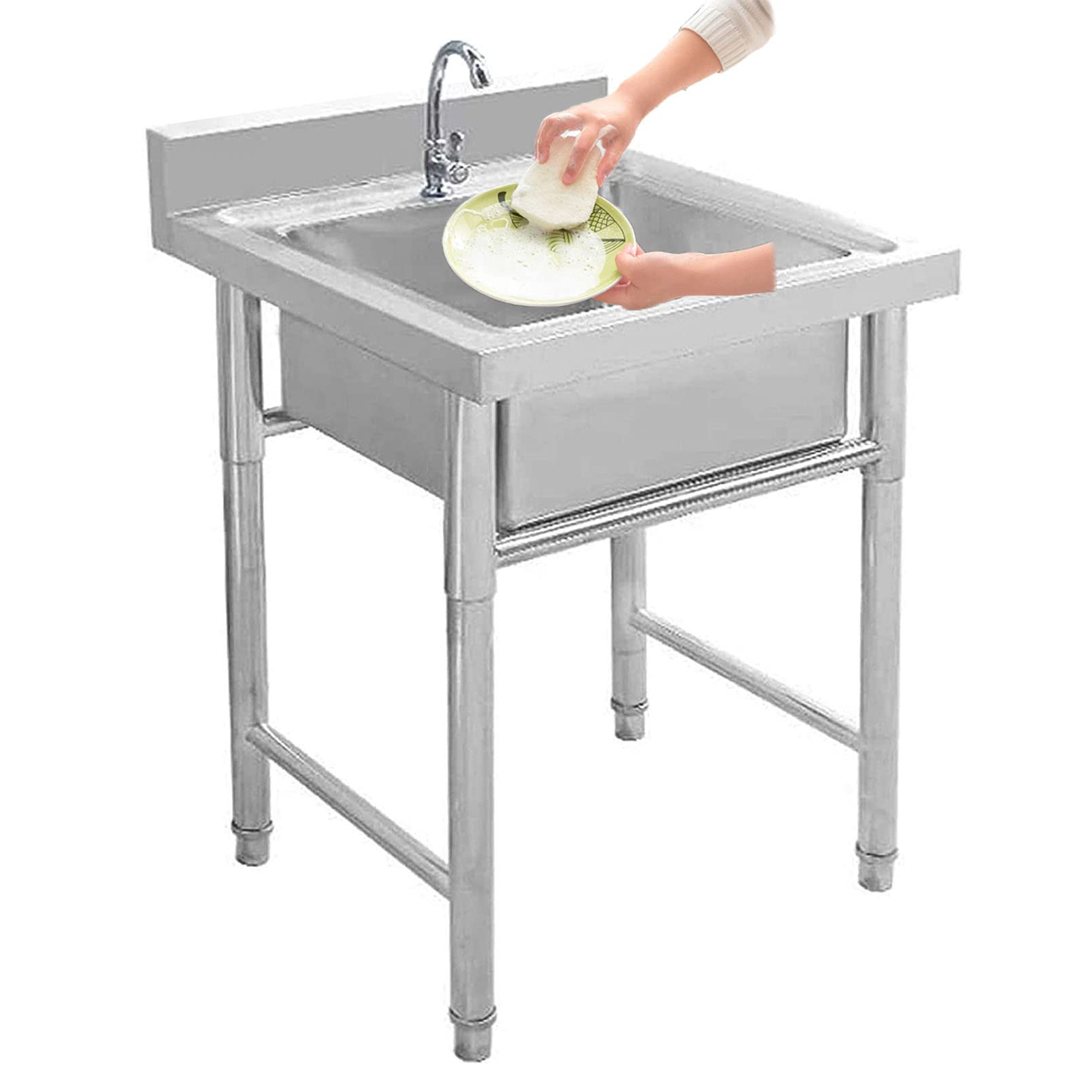 Évier de cuisine commercial inox 304 autoportant extra profond