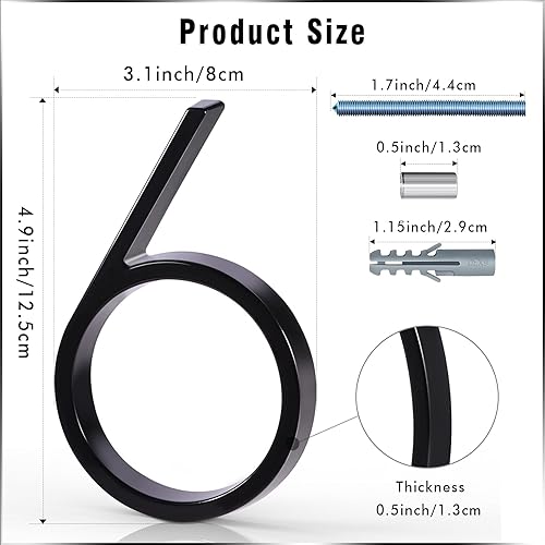 Miniatura 108 de VONDERSO - Letrero de dirección flotante de 5 pulgadas para exteriores de metal negro moderno para patio, calle y buzón, números de dirección Negro 1