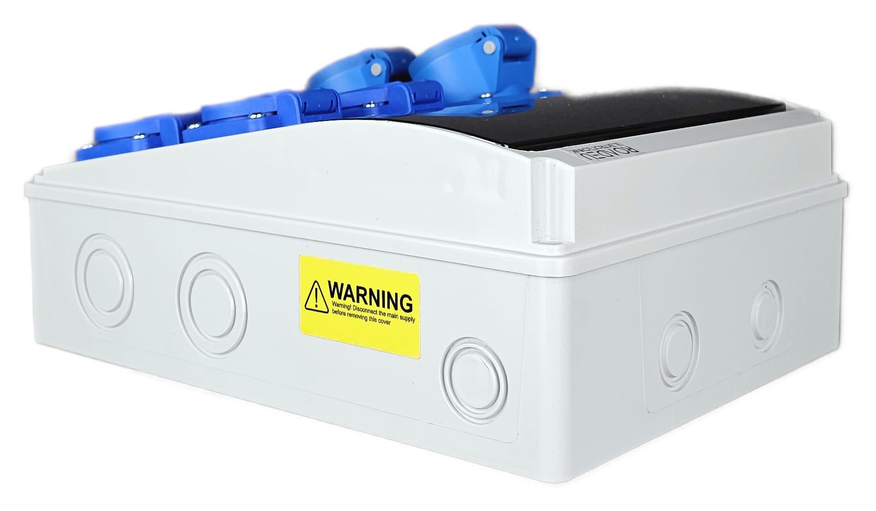 RoadEu - Distribuidor de corriente de 230V. Monofásico, 2 enchufes CEE 16A 3P y 4 enchufes Schuko con fusibles automáticos. Distribuidor de enchufes con interruptor diferencial y disyuntor.