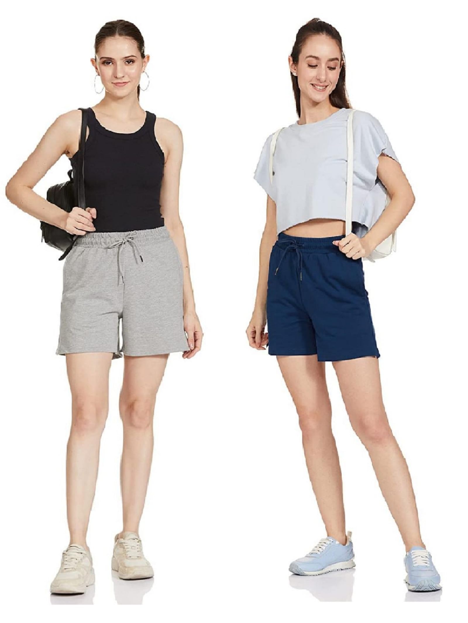 chhote nawab Womens Casual Wear Solid Shorts (Plain Shorts-Grey,Navy)-picture-13