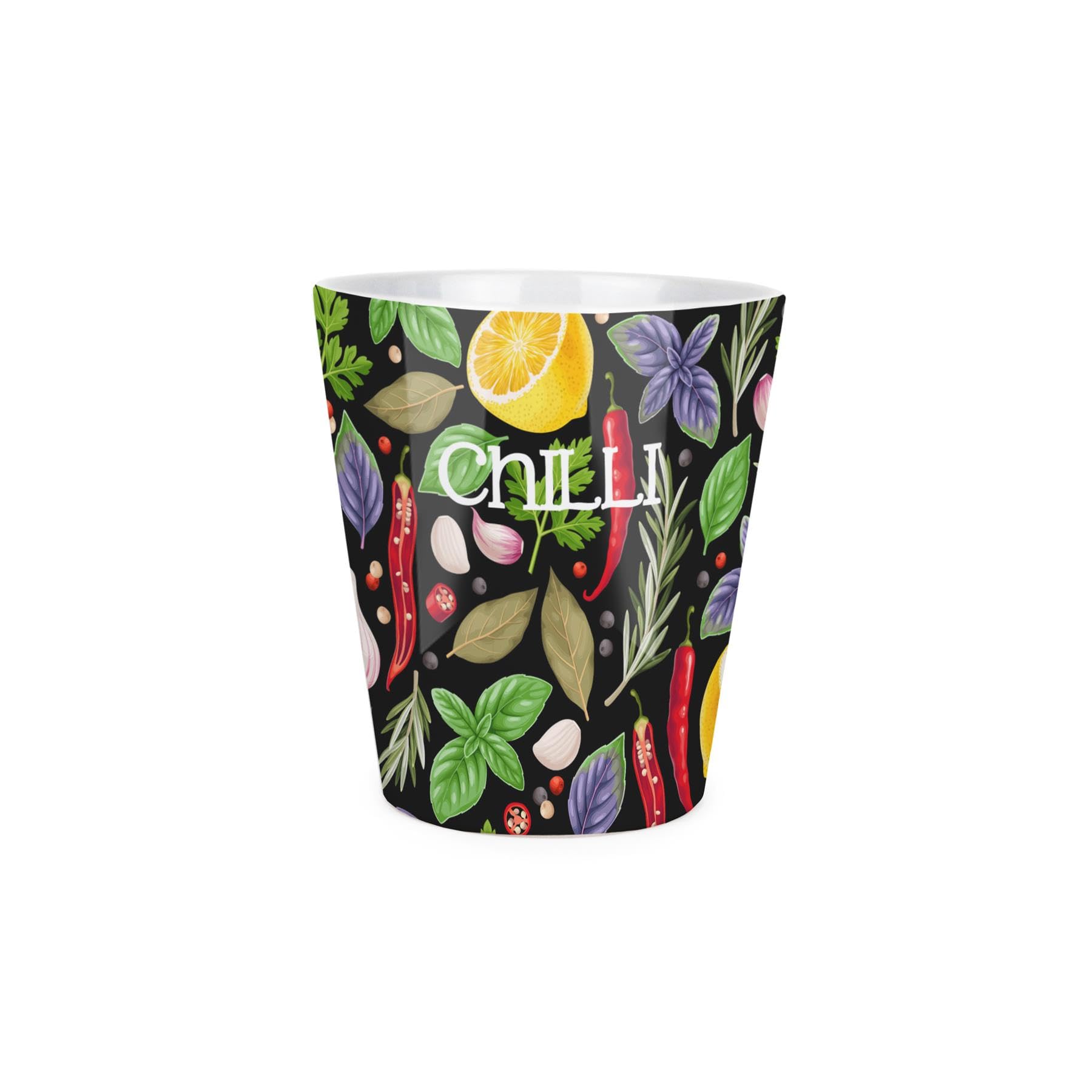 Chilli Herbs Plant Pot - Small Ceramic Plant Pot with Drainage Hole Garden Gift