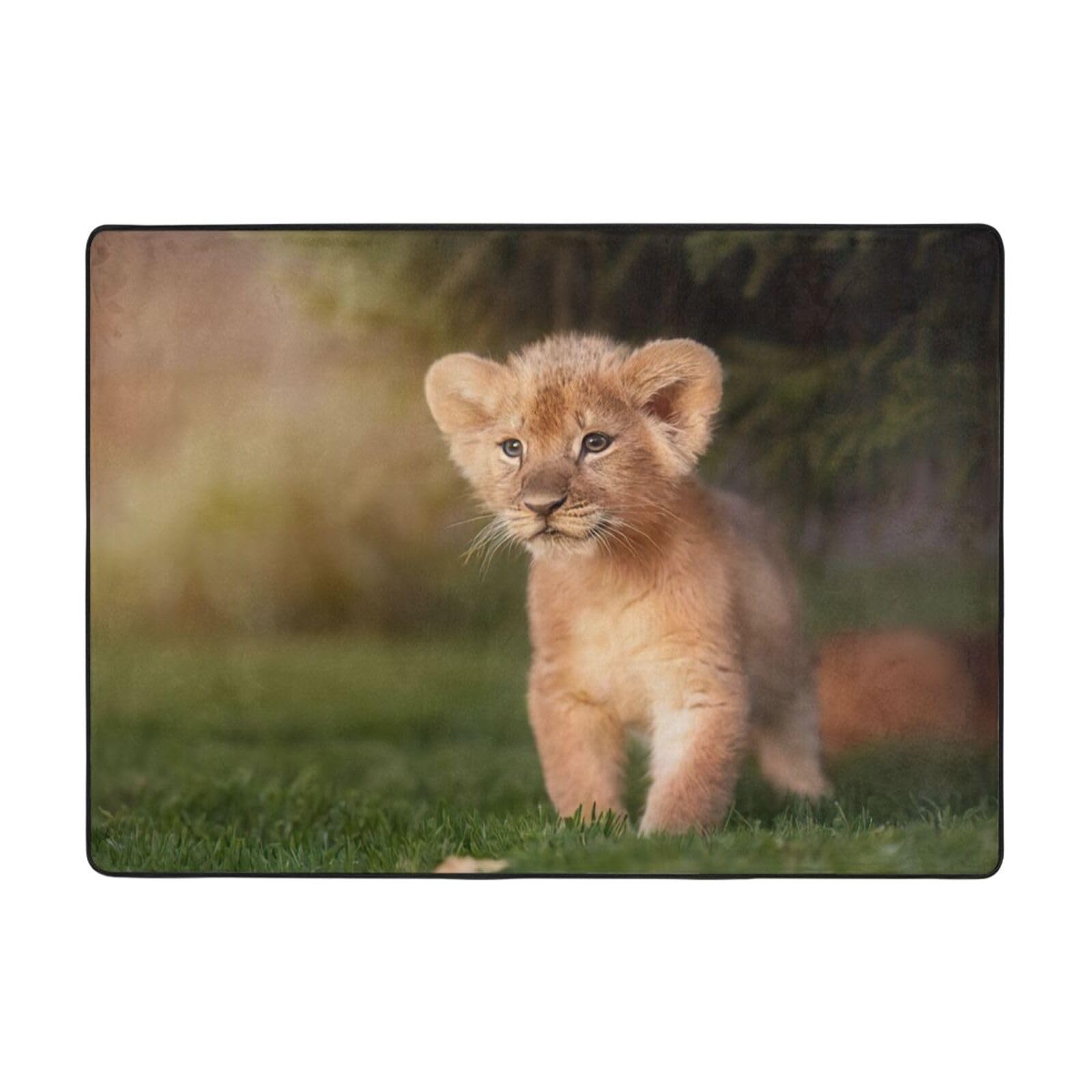 Tapis lion flanelle EdWal grand format pour sol froid