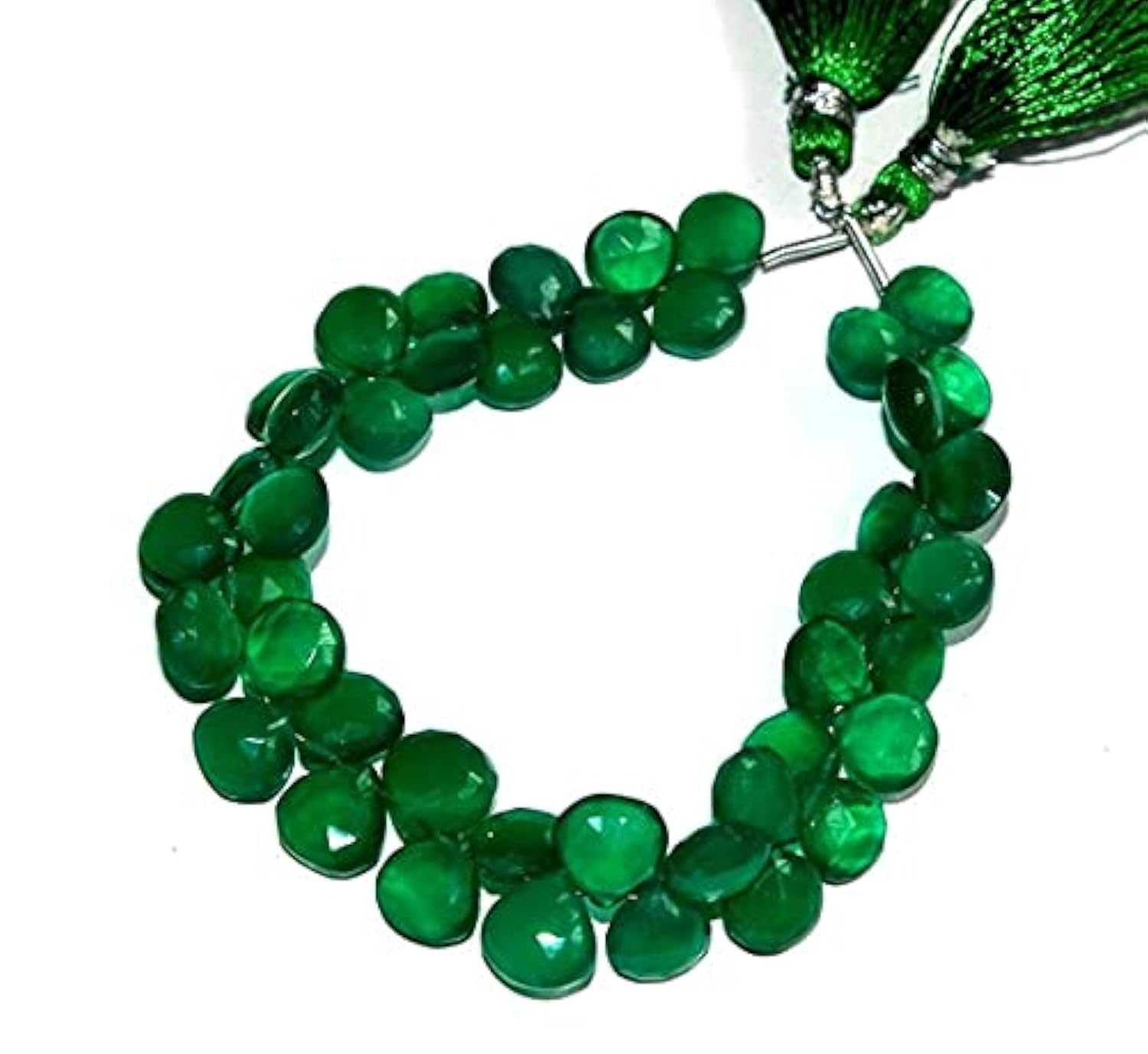 Green Onyx naturel facetté en cœur de 8-9 mm pour création haute joaillerie