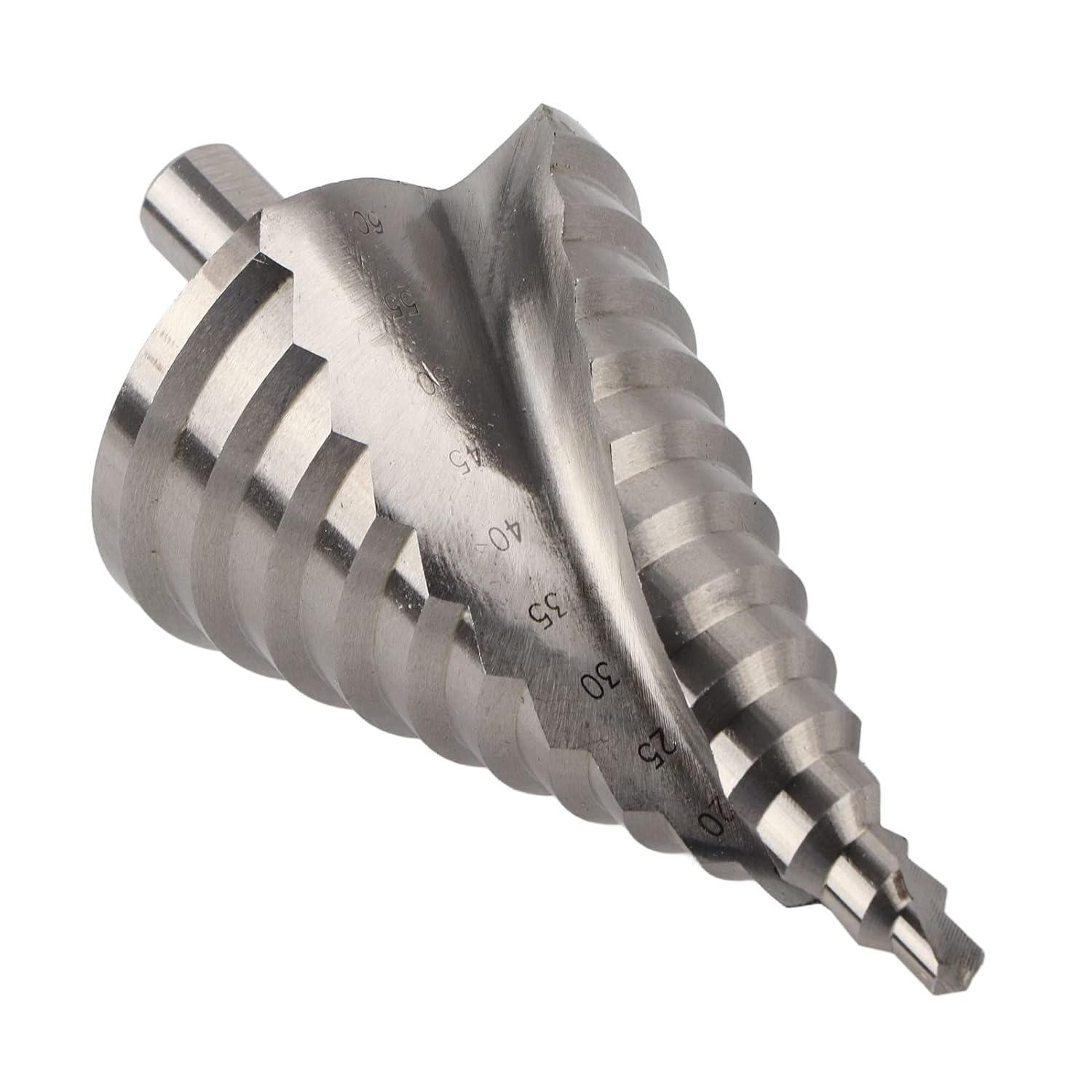 Step Drill Bit, Stepped Drill Bit with Spiral Groove Pagoda Cone Design, 6-60mm Bearing Steel Reaming Hole Tool for Metal Plastic Aluminum Stainless Steel,