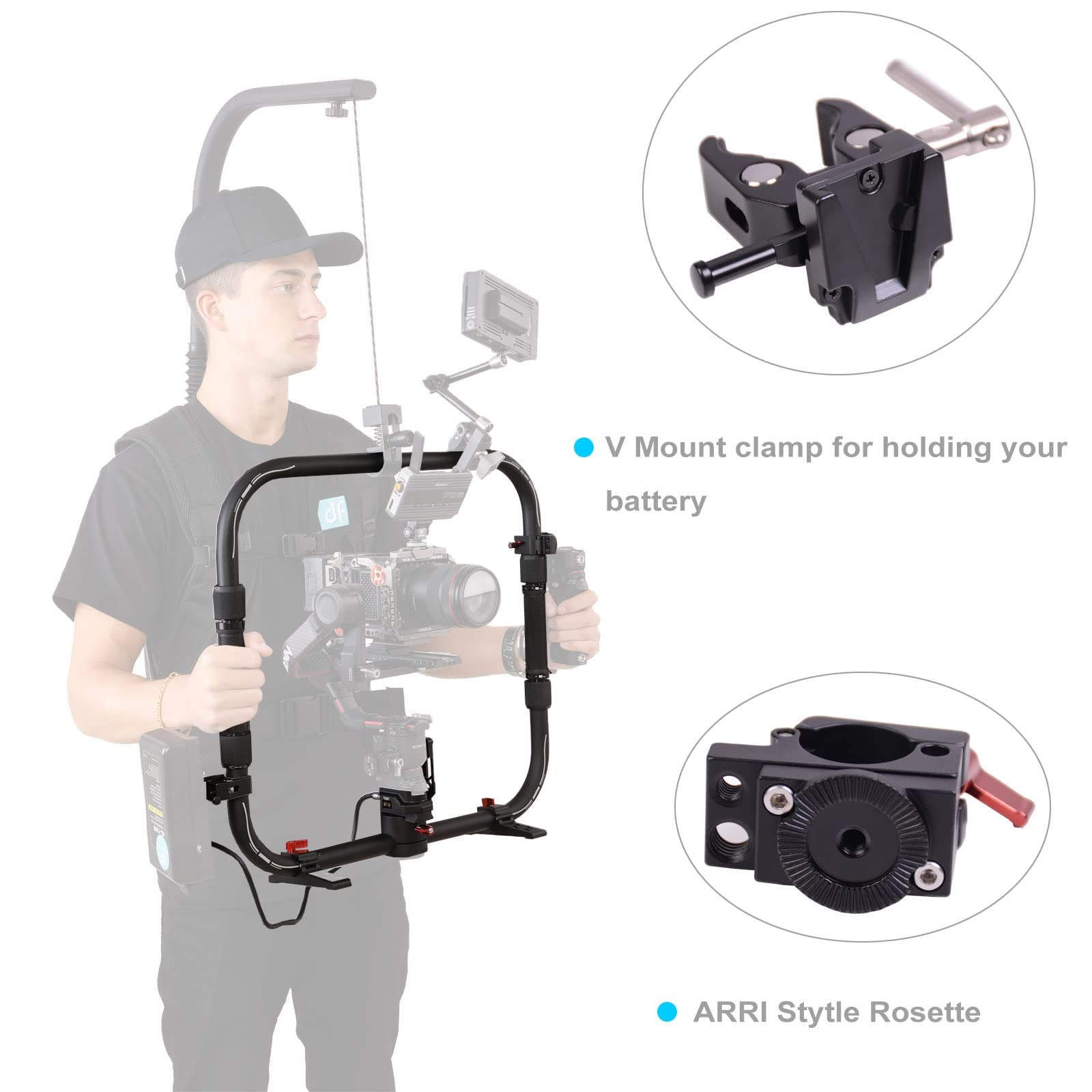 Poignée double anneau pour RS4 Mini, accessoire de nacelle annulaire portable compatible avec DJI RS4 Mini, RS 3 MINI, RS2 PRO, RS3 PRO, RS4 PRO