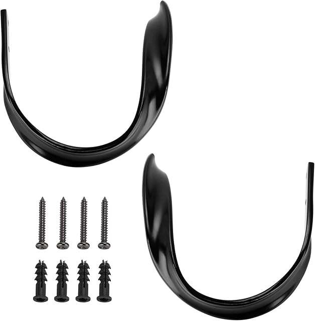 BSTKEY Set of 2 Aluminum Alloy Decorative Curtain Hooks, U Style Clips Drapery Tiebacks Holdbacks, Window Curtain Hardware Holder, Streamline (Black)