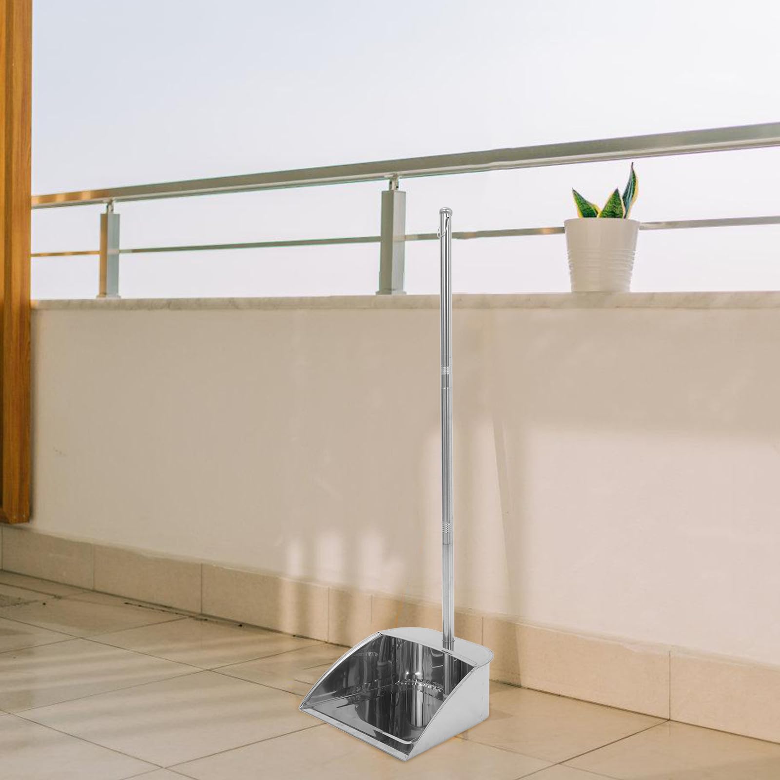 Recogedor de Basura y Diseño Ergonómico de Acero Inoxidable Mango Largo, Grosor Reforzado para Limpieza Hogar
