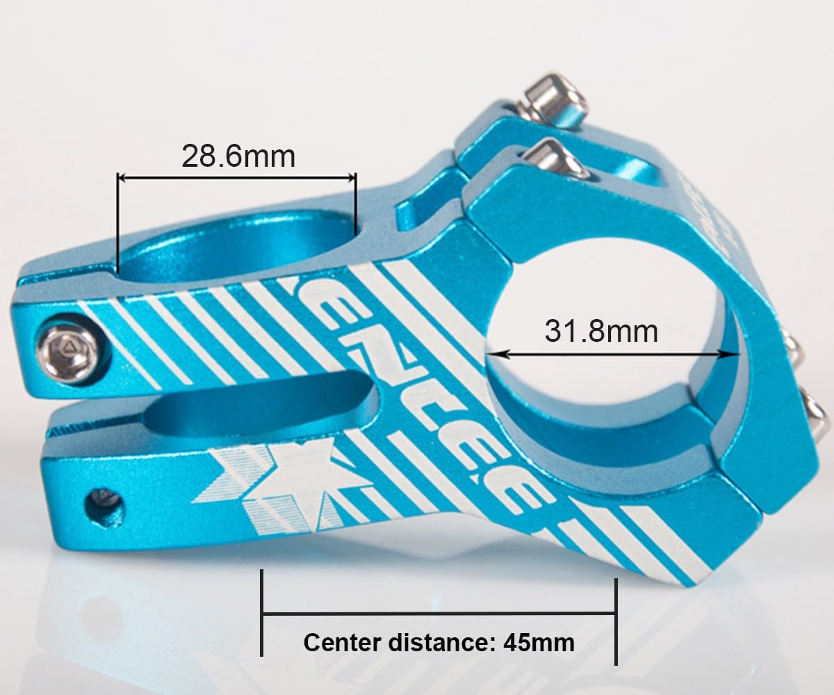 Mozzo Manubrio Mtb CLKPEN Attacco Manubrio MTB In Lega Di Alluminio 31.8 * 45mm Gambi Da Bicicletta Corto Da Per Bici Da Strada,BMX,Ciclismo,Blu Attacco Manubrio 31.8