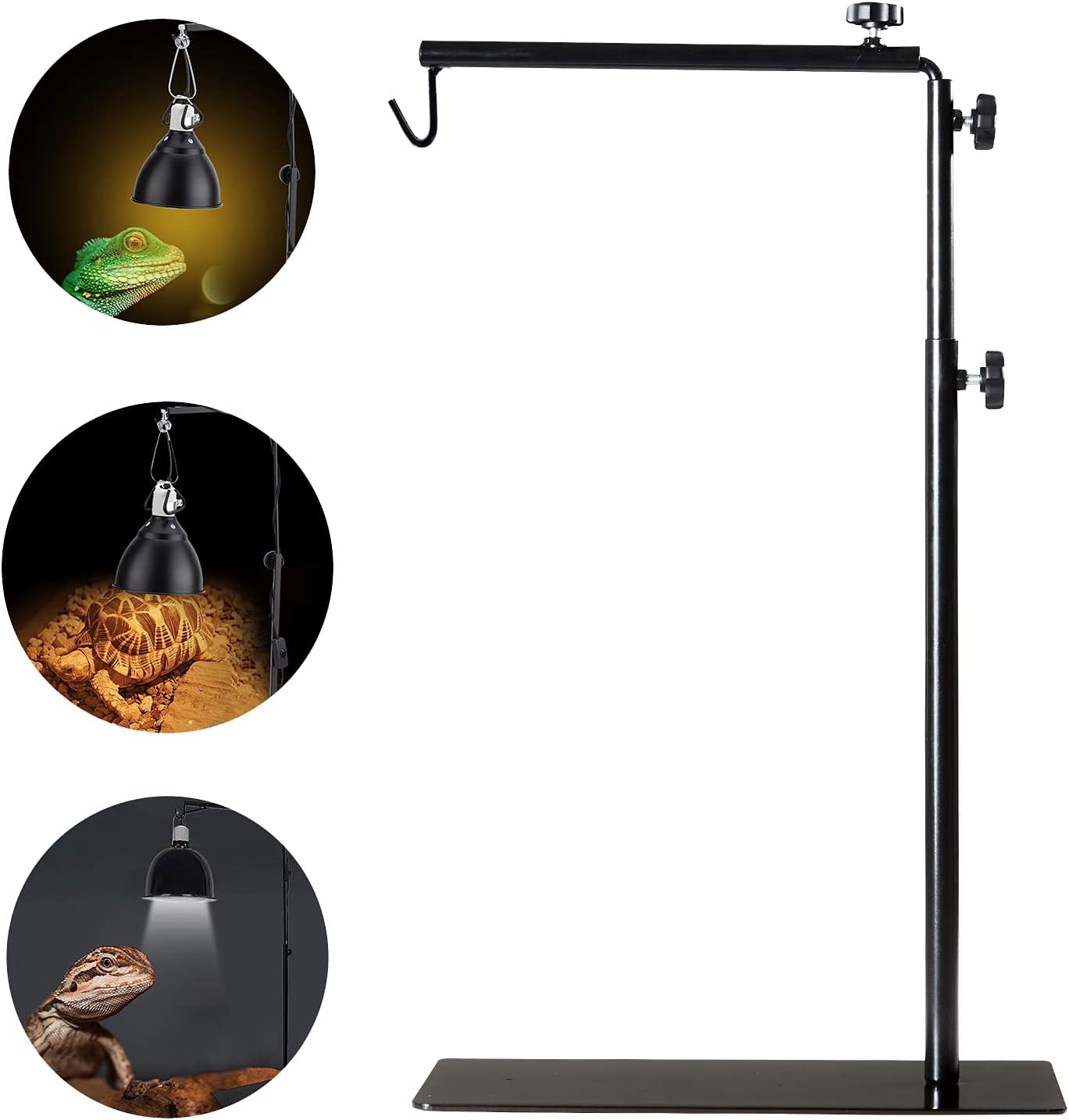 BETAZOOER Reptile Lamp Stand Adjustable 16-35 Inch Domes Heat Lamp Metal Bracket Floor Light Holder Support for Reptile Glass Terrarium Heating Light