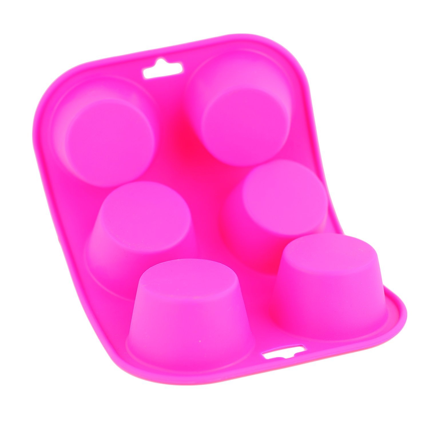 Selecto Bake Pink 6 Cup Silicone Bun/Muffin Mould Cupcake Yorkshire Pudding Non Stick Tray Baking (Pink)