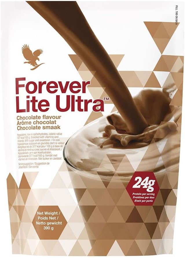 Forever Lite Ultra Chocolate 390g, Gluten free, Vegetarian friendly, 24g of protein per serving