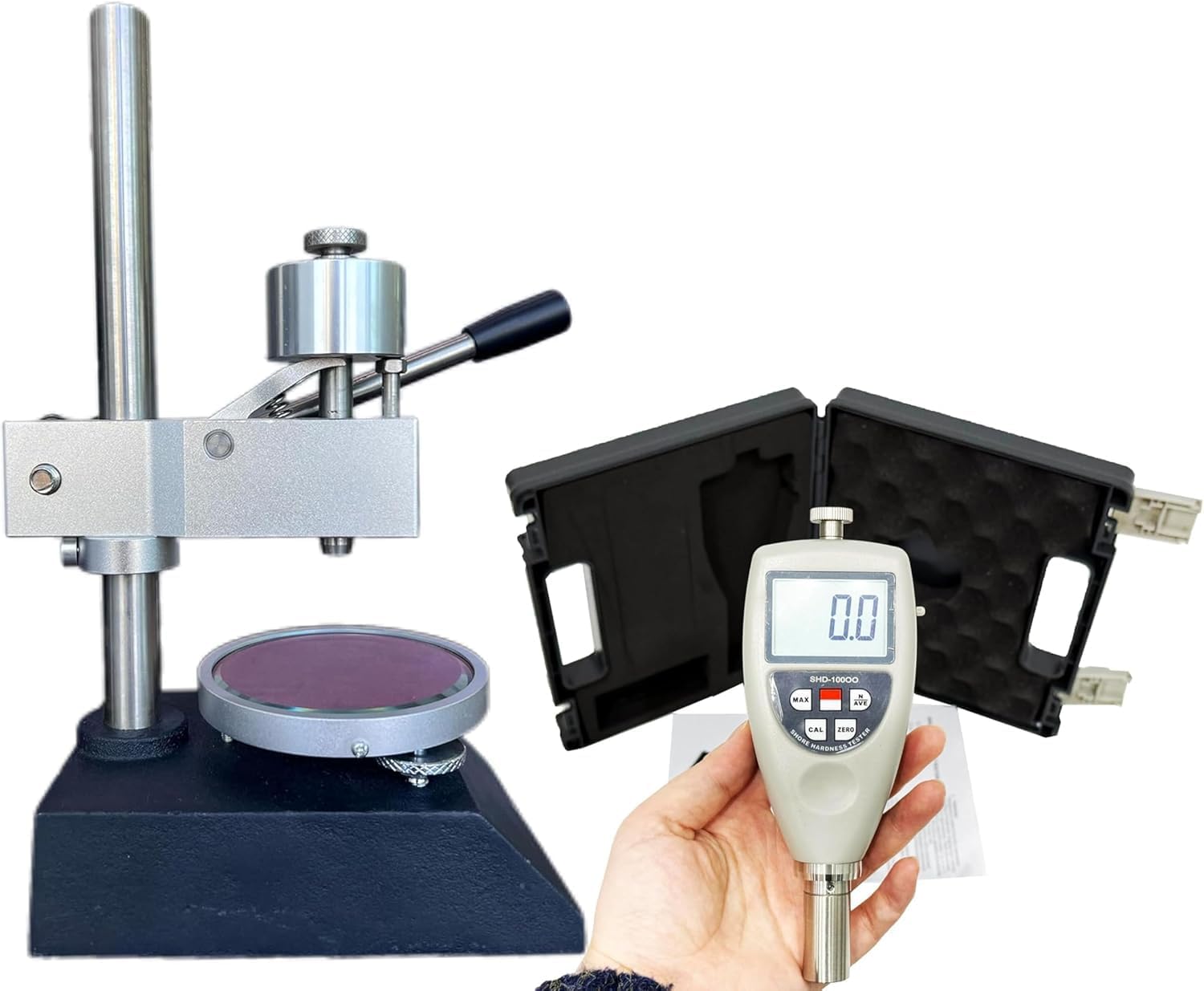Shore OO Durometer with Hardness Test Stand 10~90HOO for Extremely Soft Rubber,Thermoplastic Elastomers,Sponge,Extremely Soft Plastics and Thermoplastics,Foams,Low-Density Textile Windings