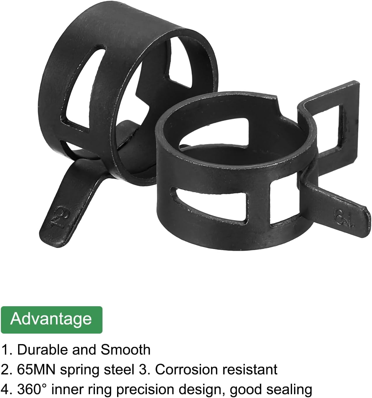 10 Pcs Fuel Hose Clamps Spring Band Clamps 1/2" 19mm Silicone Air Hose Vacuum Hose Pipe Low Pressure Variety Kit Black