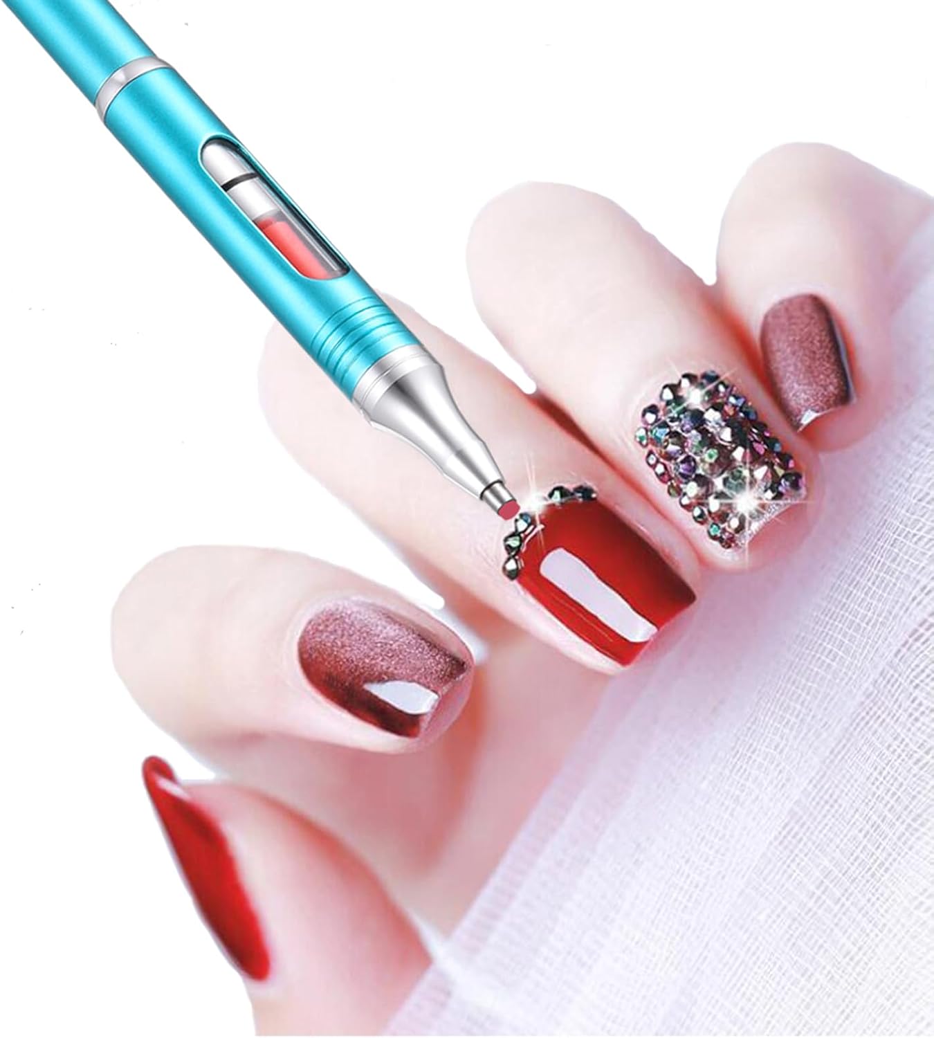 Diamond Art Pen Refillable Wax Pen for Diamond Painting, Metal 5D Diamonds Art Accessories Pens with a Multi Placer, Blue