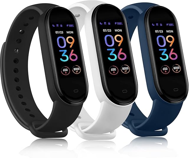 3 Pack Straps For Amazfit Band 5 /Mi Band 5 Smartband Strap,Soft Silicone Sports Watchband For Amazfit Band 5 Tracker