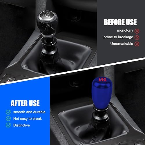 Miniatura 5 de Pomos de palanca de cambios para automóvil, perilla de cambio de transmisión manual, perilla de palanca de cambios de 5 velocidades con adaptador