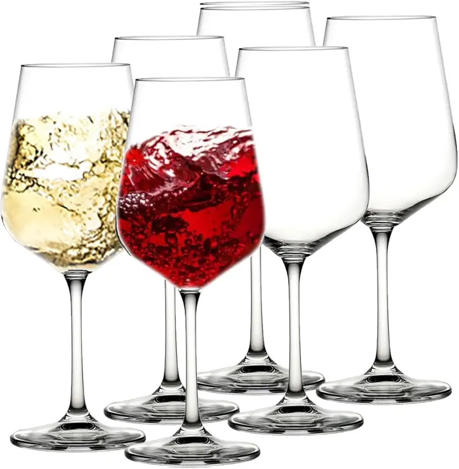 Taça De Vinho em Vidro, Jogo 6 Taças, Qualidade Premium, Resistente, Boemia, Dia a Dia. Útil para Vinho, Agua, Drinks. 510 ml