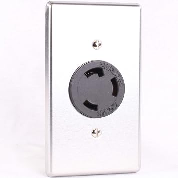 Journeyman-Pro 2620, NEMA L6-30R, 30A 250 Volt, Flush Mounting Locking Receptacle Socket/Outlet, Black Industrial Grade, Grounding Welding/Generator Rated 7500 Watts 1, 2620 w/SS Faceplate