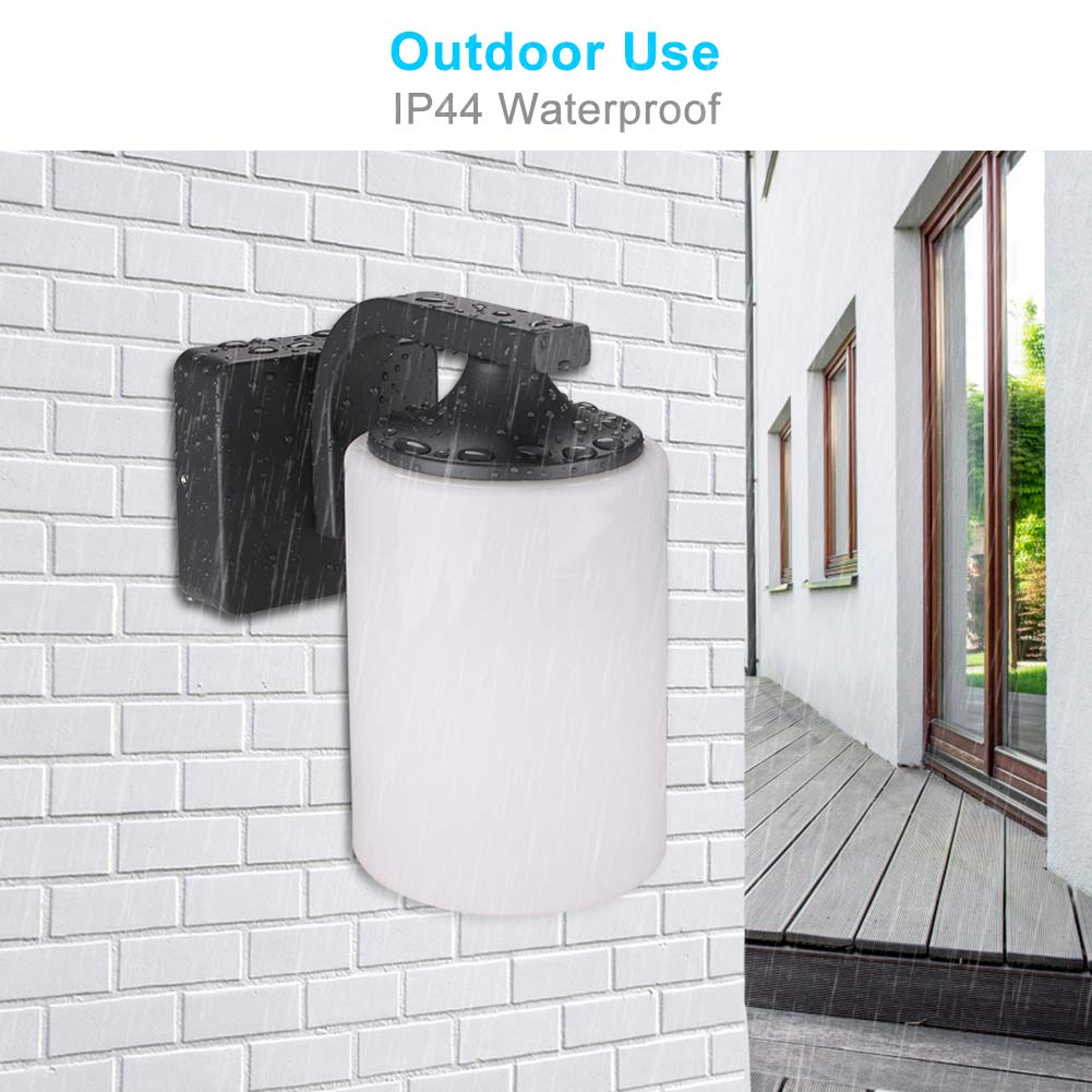 Aplique Pared Exterior, Antracita Aluminio E27 Vidrio de Linterna Lámpara Lampara Exterior Pared, IP44 Impermeable Luz Exterior Iluminación para Balcón, Garaje, Terrazas, Patio, Jardin