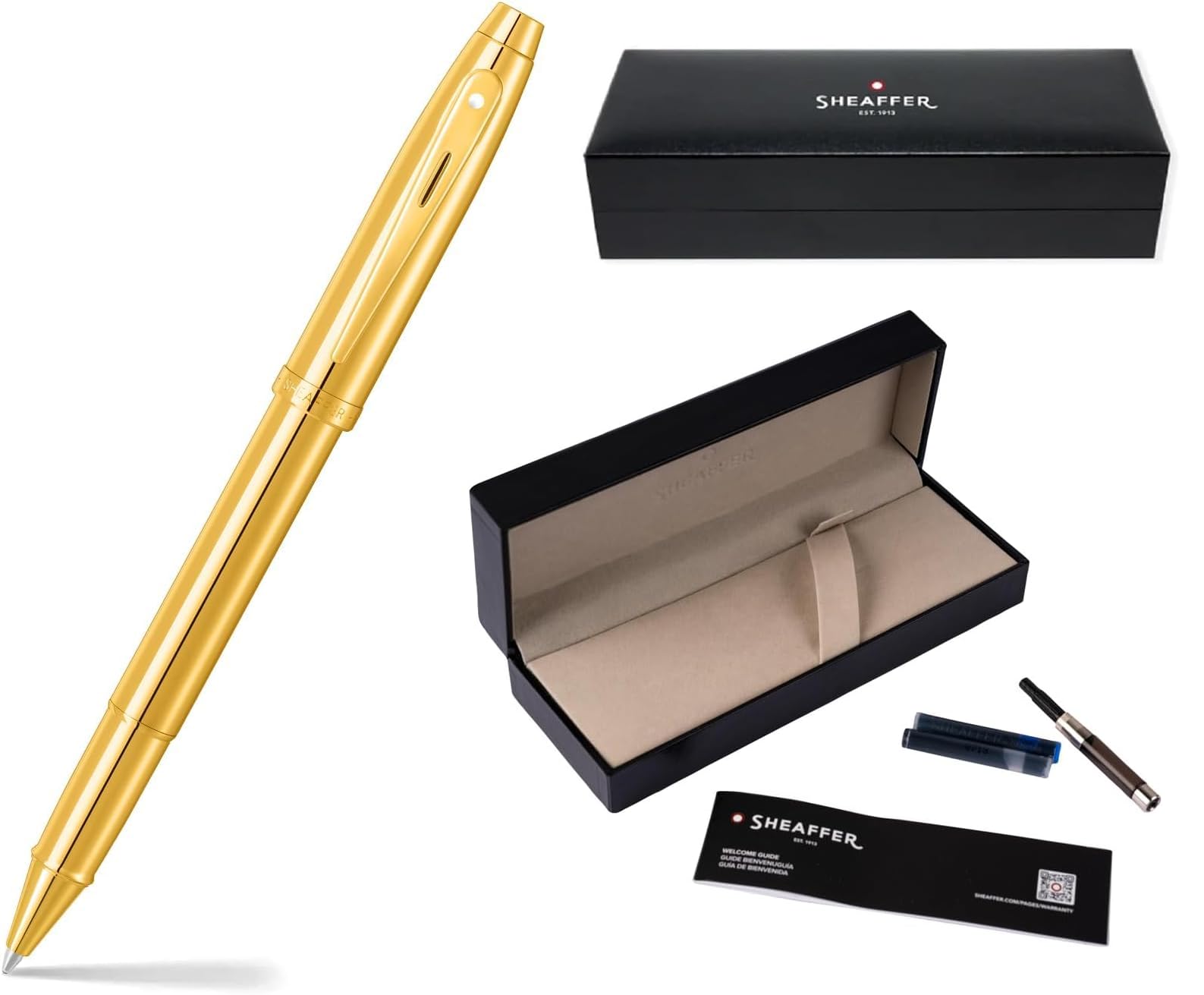 Amazon | Sheaffer 100 詰め替え可能なローラーボールペン PVDゴールド