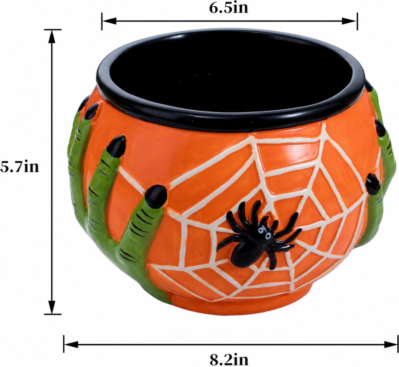 Halloween Candy Bowl, Large Ceramic Candy Dish for Trick or Treat, Halloween Party Decor with Spider Web Design, Reusable Candy Holder Bowl for Home, Front Door, Party and Seasonal Decoration