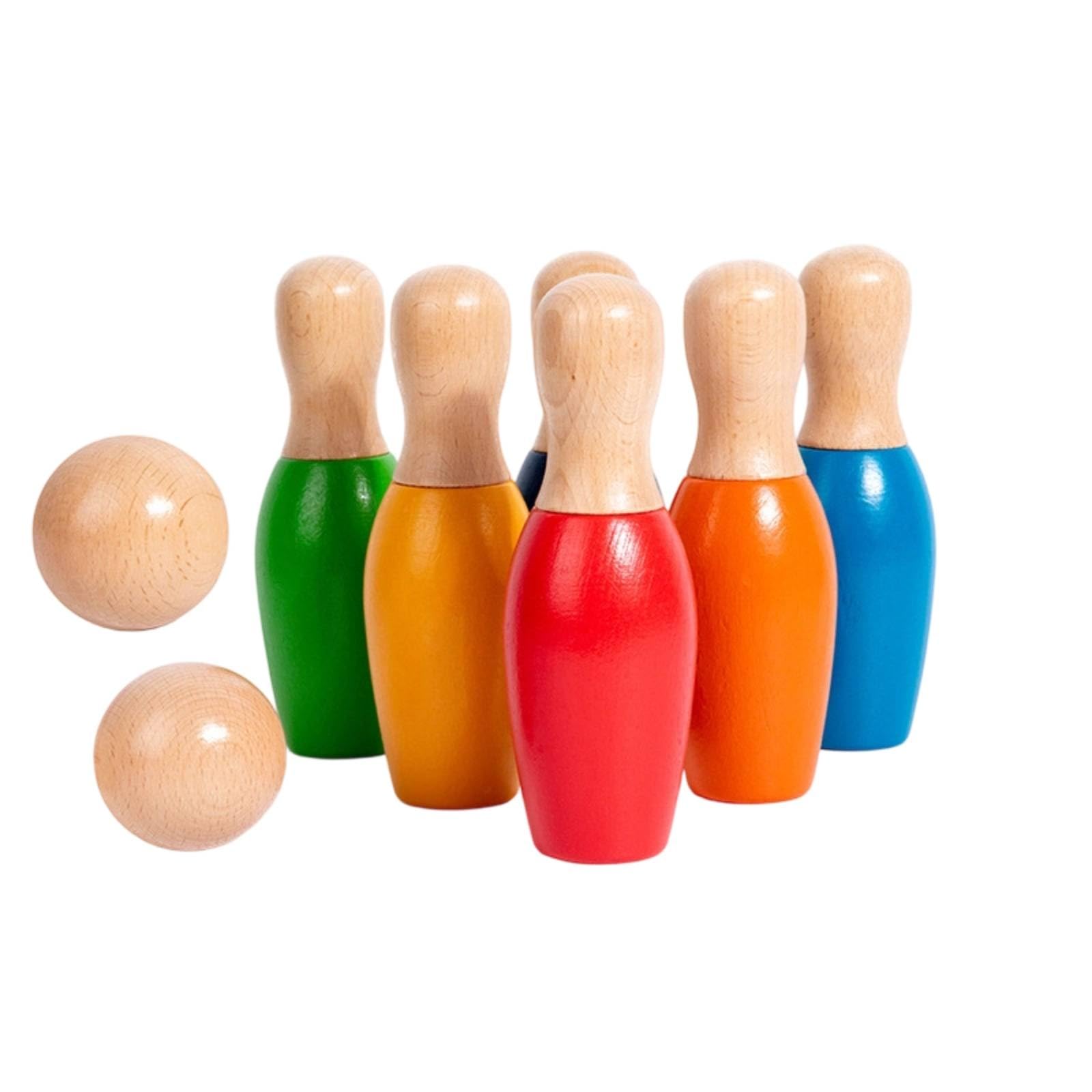 Kinder Bowling Bowling Set Kegelspiel Bowlingpins Bowlingkugeln Beech Holz Glatte Oberfläche Fördert Hand Auge Koordination für Vorschule Zuhause