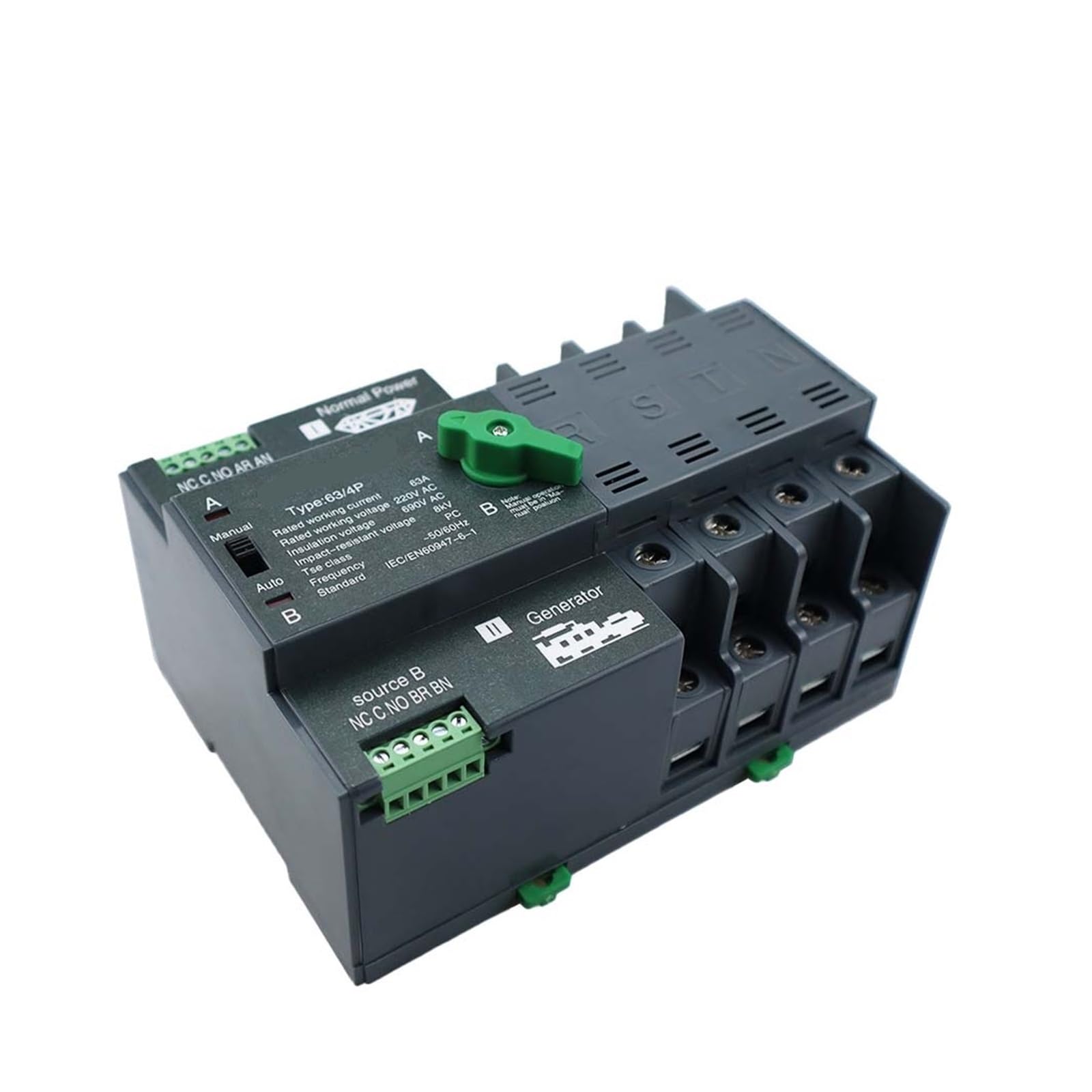 Podwójny automatyczny przełącznik zasilania 2P 3P 4P ATS Przełączniki elektryczne Przełączniki wyboru Nieprzerwane zasilanie 63A 100A 50/60HZ HQ(220v 25a)