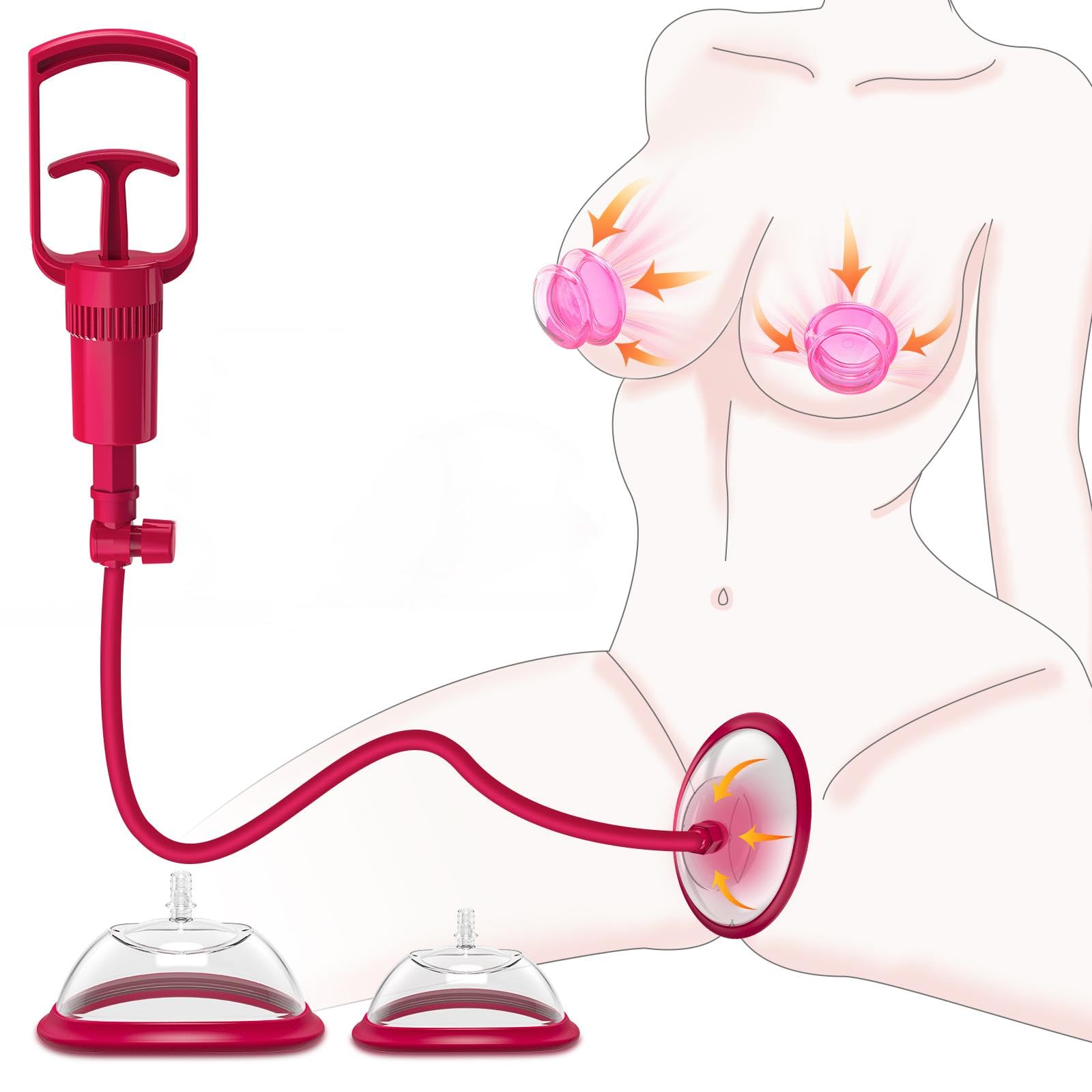 Rosso Pussy Pump Giocattoli Sessuali per Donne Succhiatori Manuali per Capezzoli, Pompe Vaginali e Clitoride per Aumentare il Piacere Sessuale, Stimolatore di Capezzoli e Clitoride per Donne e Coppie