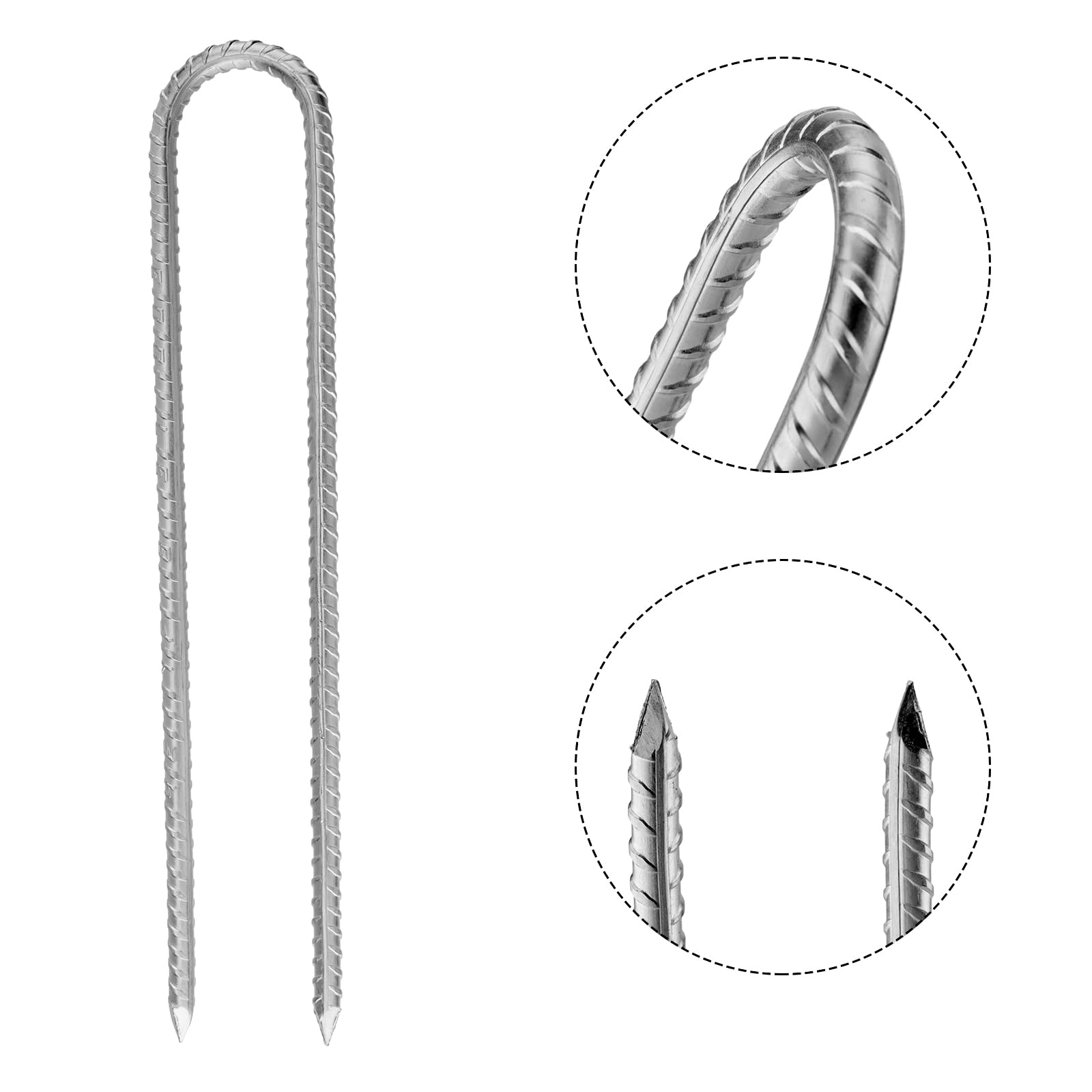 20 Piquets D'Ancrage Acier Galvanisé 30cm - Crochet J - Pour Tente, Trampoline, Jardin