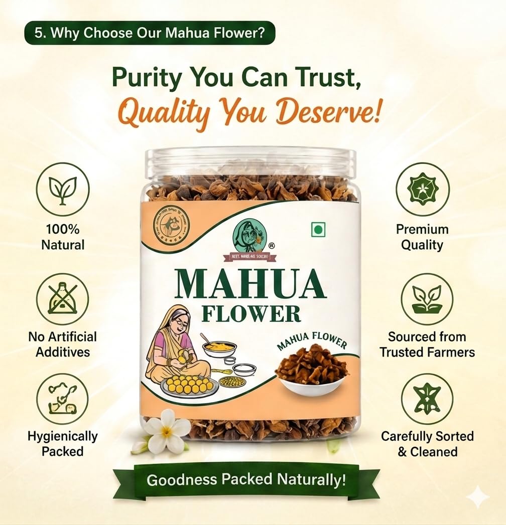 DADI MAA KE Sun Dried Mahua Flowers (Madhuca Longifolia) | Natural Dried Mahua Phool | Edible Forest Flower | Traditional Sweetener for Recipes, Pickles & Herbal Uses | Premium Quality(300g) 3