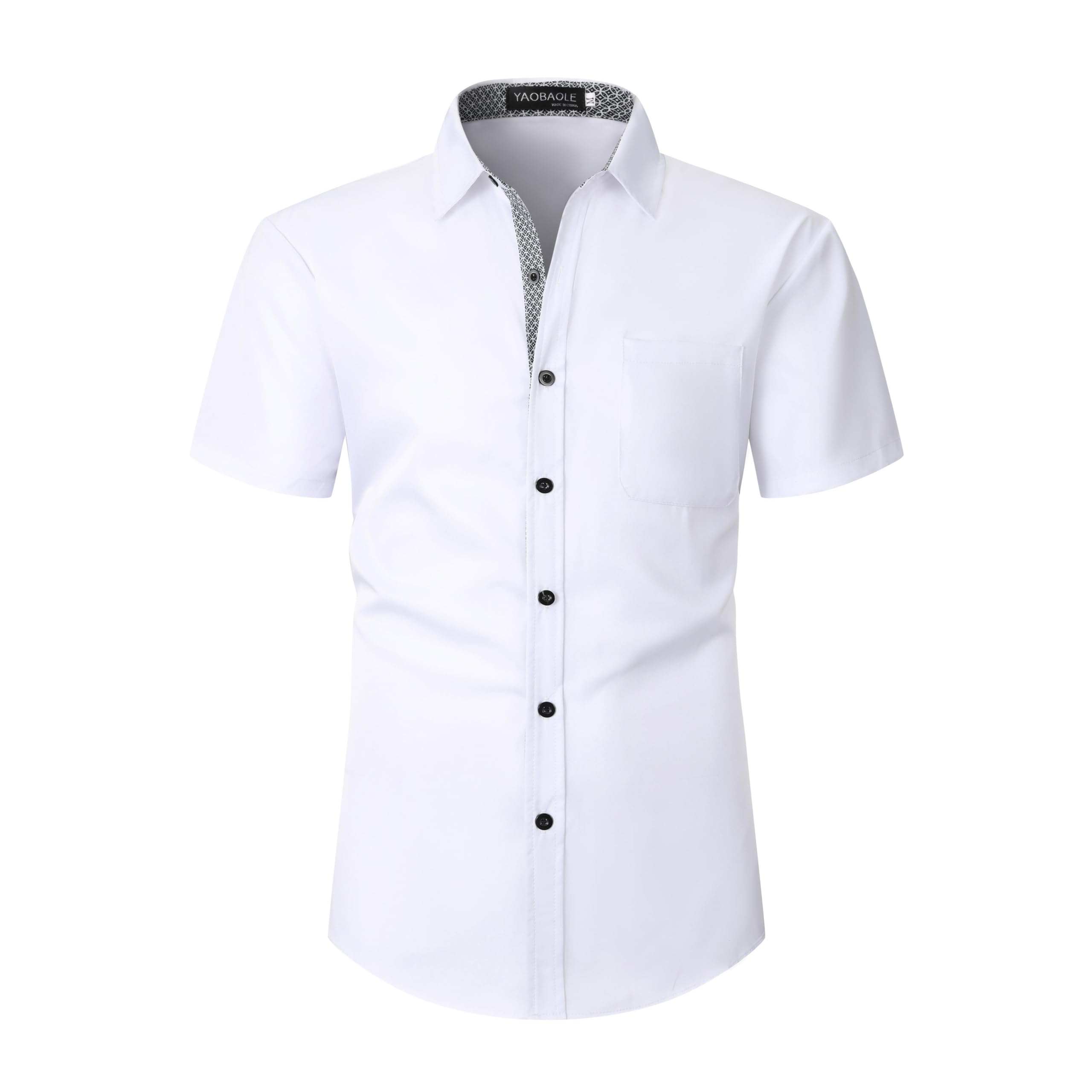 YAOBAOLE Chemise Homme Mariage Manches Courtes Chemises Hommes Habillées Regular Fit Casual Business Formelle avec Poche
