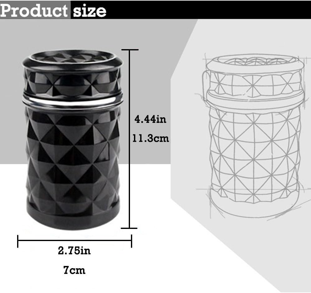 Big Ant Ash-black Car Cigarette Ashtray Portable Auto Vehicle With Blue LED Light Car Cup Holder 1PC