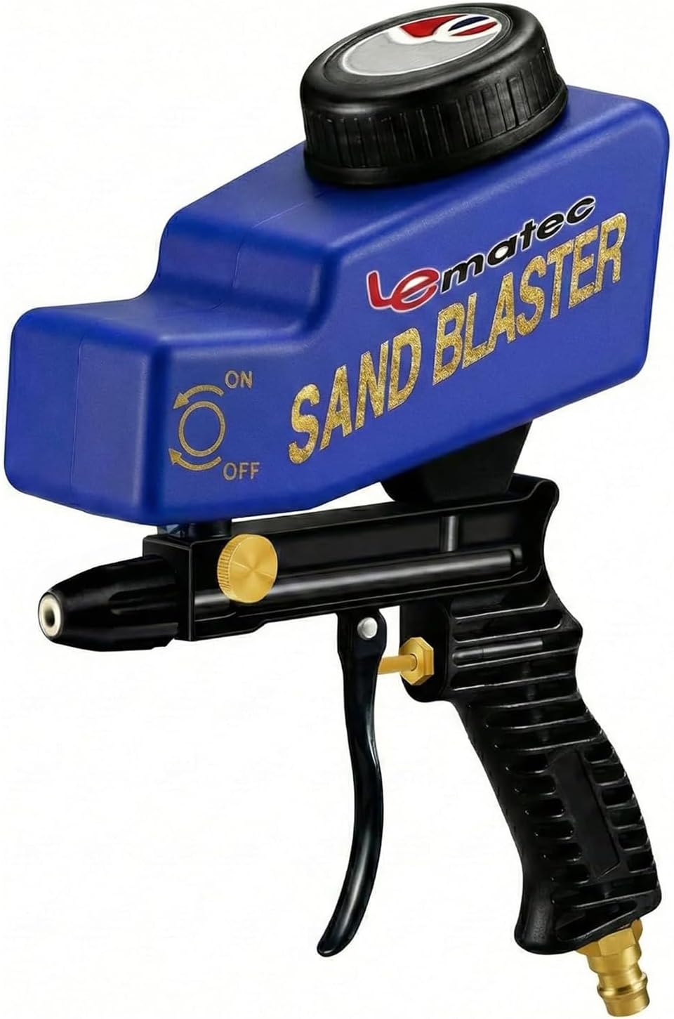 Lematec Portable Sand Blaster, Media Blasting Nozzle Gun, Gravity Feed Sandblast Crafts, DIY, Glass & Mirror Etching Tool with Extra Tip (blue).