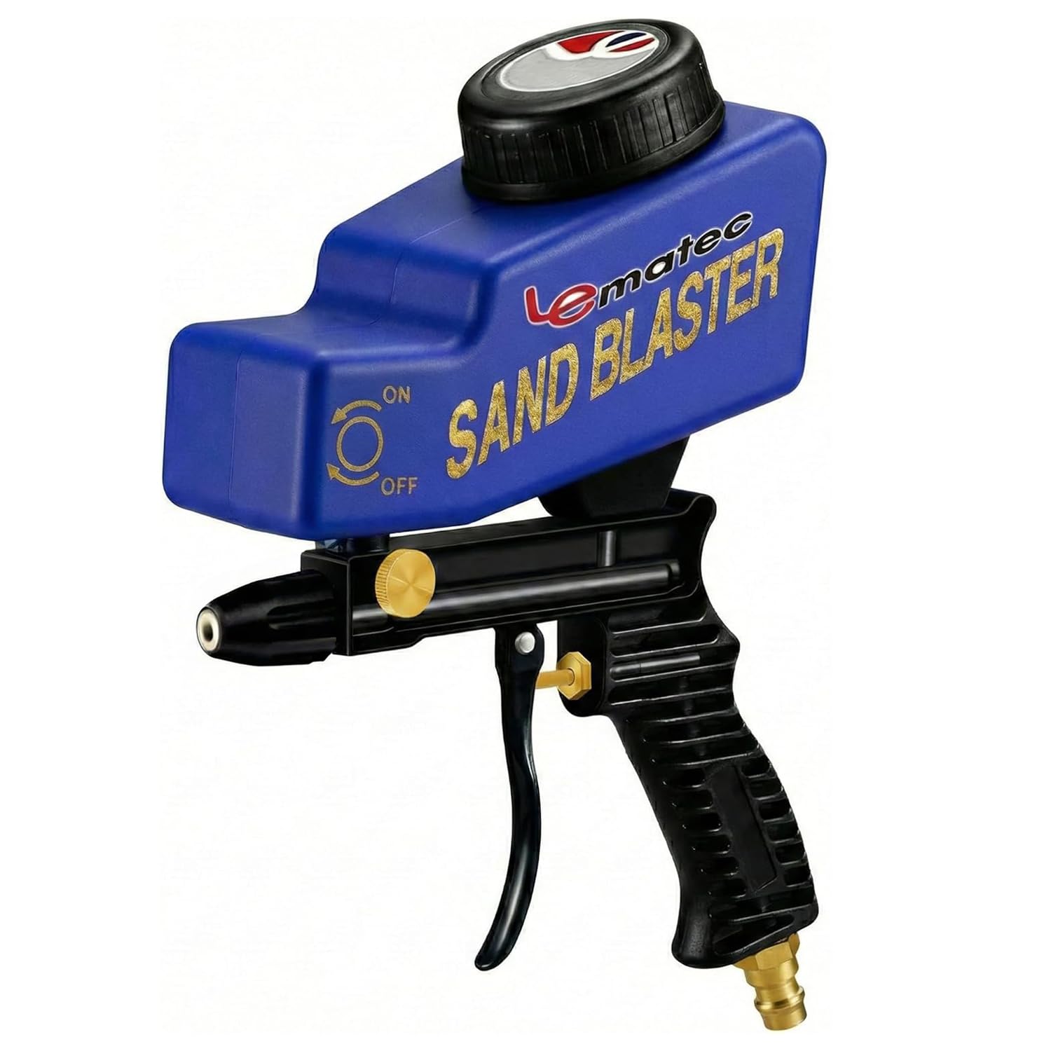 LE LEMATEC Portable Sand Blaster Gun Kit for Rust Removal, Glass Etching, & spot blasting - Requires 150PSI Air Compressor 4+ CFM for Detail Work & Small Projects - Ceramic Nozzle Blue
