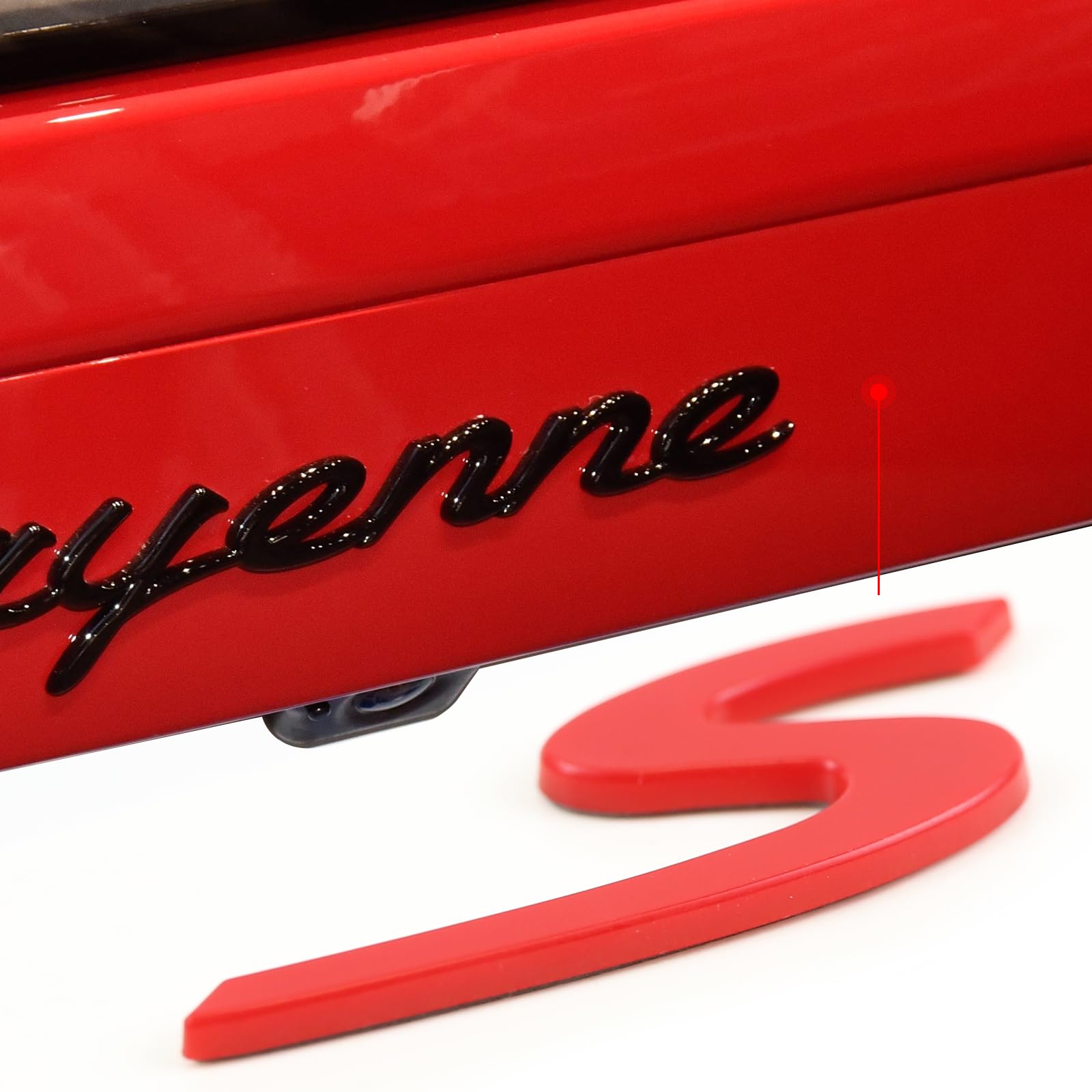 Red S Logo Rear Trunk Boot Lid Hatch Tailgate Badge Emblem