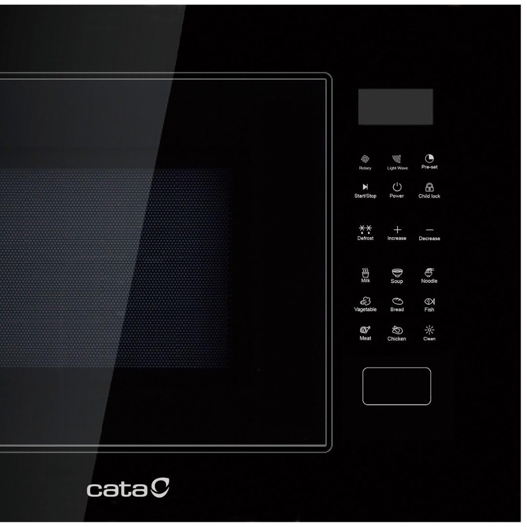 MW BI2505DCG BK - Microondas Negro - Modelo incorporado - 900 W con 5 niveles de potencia y parrilla de 1200 W - Hasta 60 Minute Timer - Microondas de 25 litros de capacidad - Microondas Cata