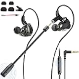 Wired Gaming Earbuds with Microphone, HiFi Deep Bass in-Ear Headphones, Noise Cancelling Earphones with Volume Control, Compatible with PC, Phone, in Ear Earbuds for Gaming, Sports and Music