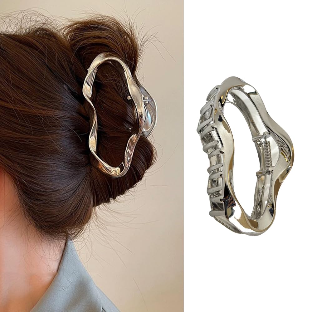 Photo 1 of 1 Pack Hair Claw Clips Metal Silver Cloud Shape Hair Clips Strong Hold Nonslip Hair Jaw Clips for Thin Thick Hair Stylish Hair Accessories for Women Girls Wedding Birthday Hair Decorations
