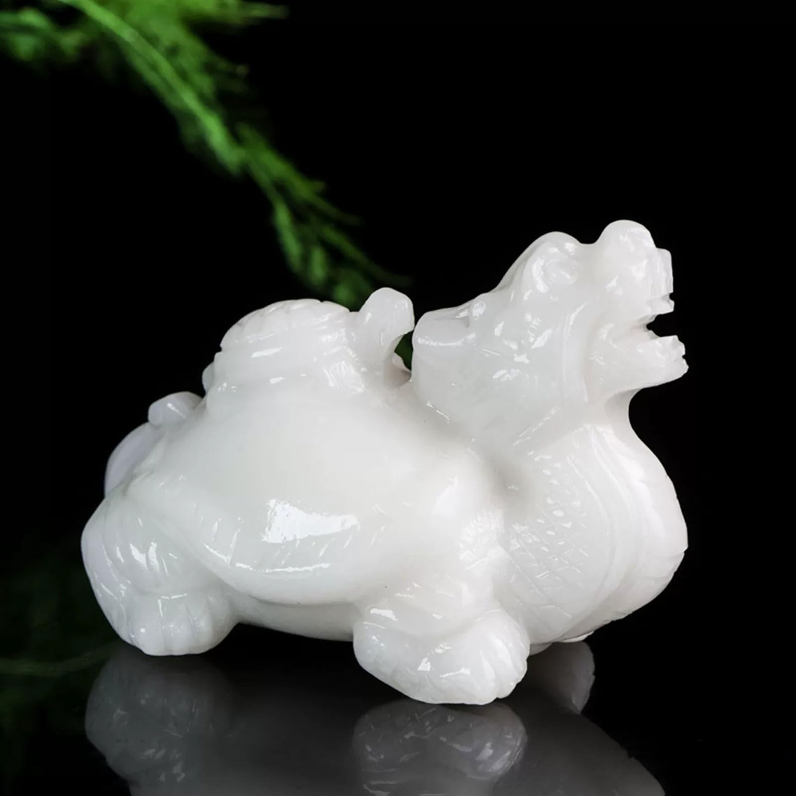 Estatua de Tortuga dragón de Jade Blanco, decoración de curativo