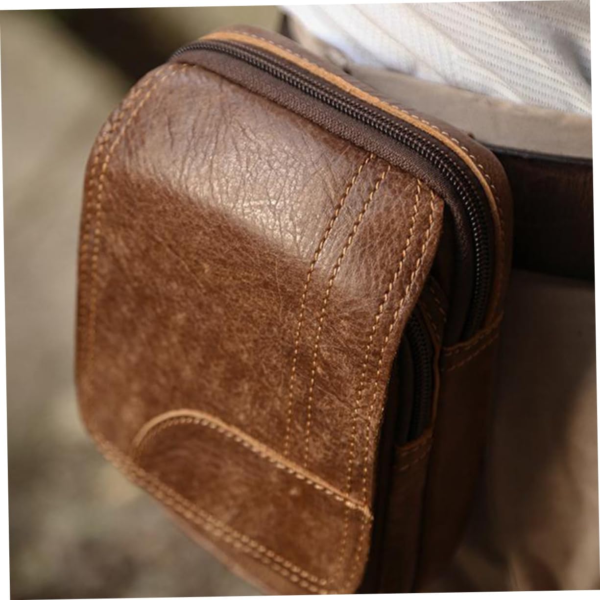 Beavorty Banane Multifonction pour Extérieur en Cuir Marron, Style Rétro