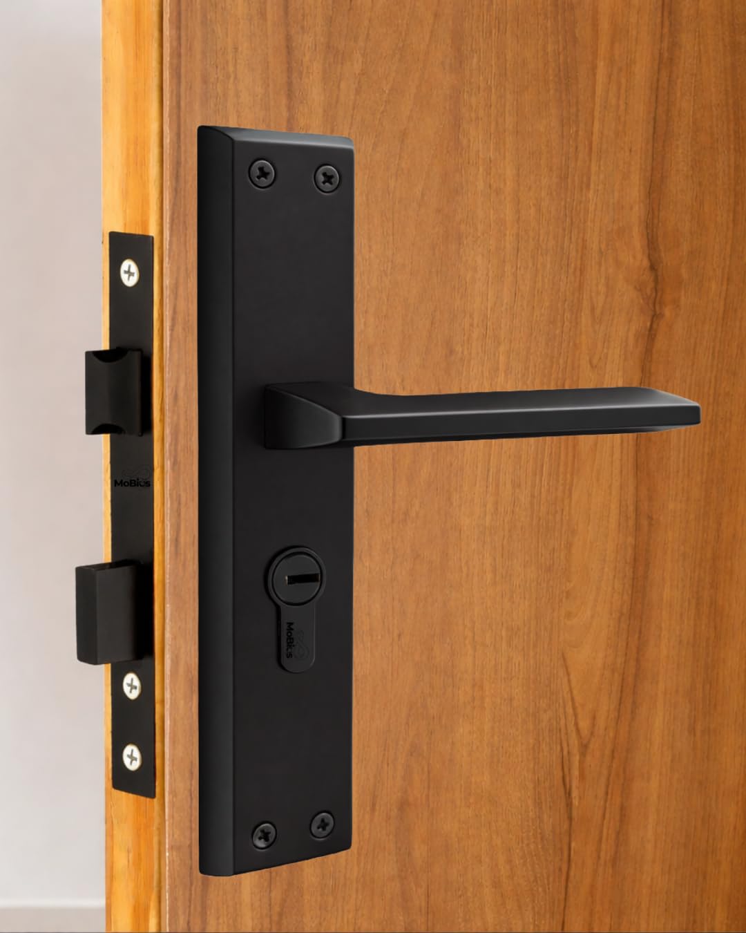 Door Touch Heavy-Duty Mortise Lock Set, Mortise Handleset FMI07 CE2 CB60U (MB), for Main | Office | Bedroom | Hotel Door with 3 Brass Non-Duplicable Keys (MATT Black, 3 Years Warranty)-image-2