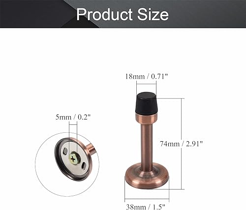 Miniatura 2 de MroMax Tope de puerta parachoques protector de pared amortiguador de sonido soporte de pared con punta de goma, tono cobre rojo, 2 unidades