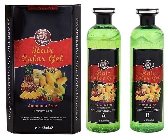 UTRUST FRUIT VINEGAR Ammonia Free 10 Minutes Hair Color Colour Gel 200mlx2 Black/Natural Black-image-2